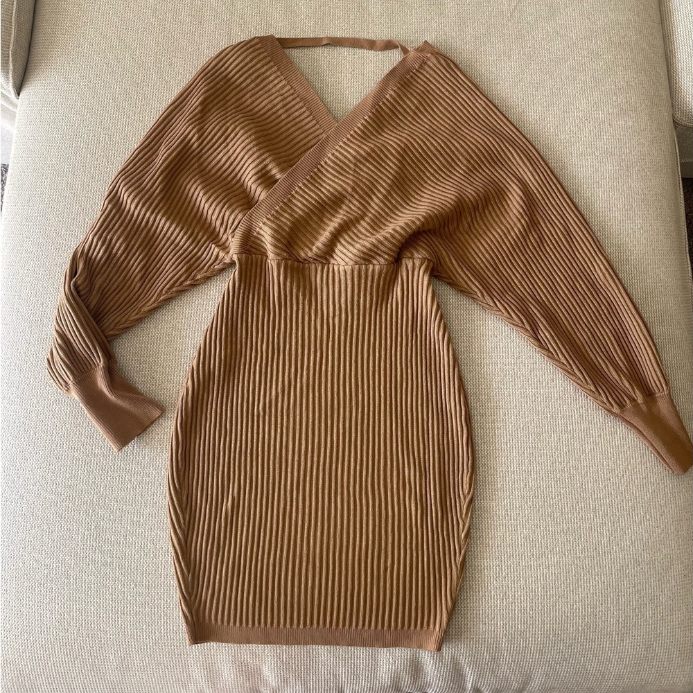 Brown Ribbed Dress - Picture 2 of 2